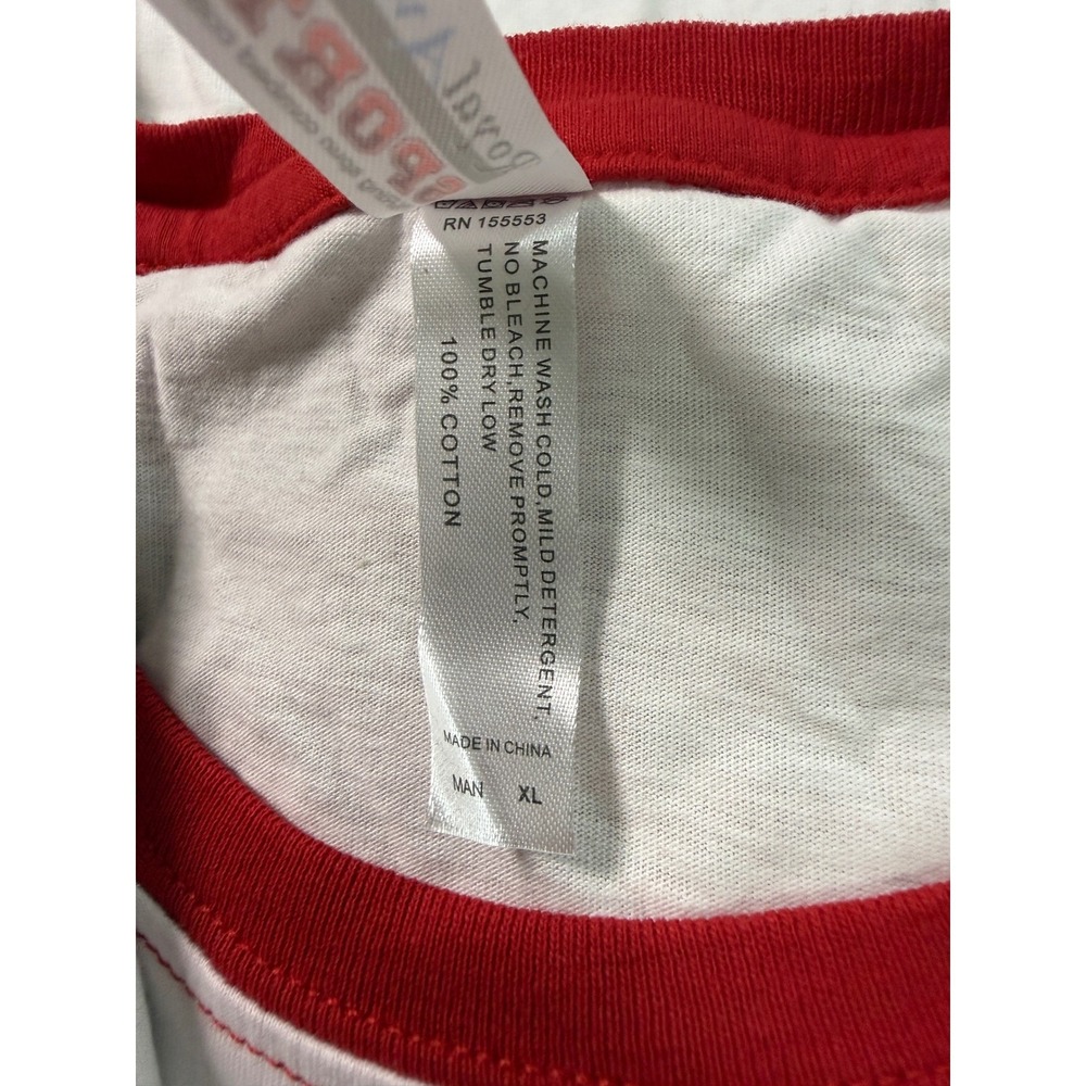 Royal Avalon Mens XL Baseball Tee White Red Long Sleeve Raglan Cotton T-Shirt - Picture 3 of 8